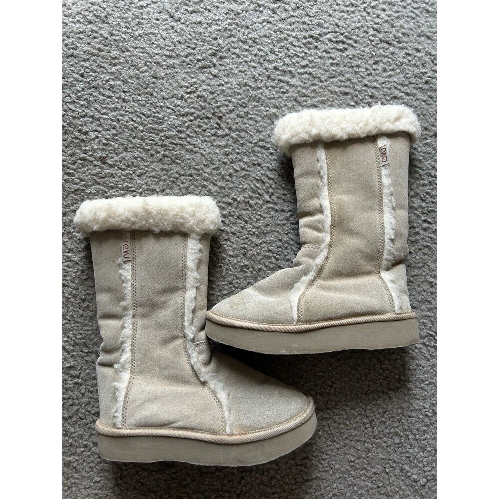 EMU RIDGE Australian Suede Merino Wool Lined Boots Women Size 7  Tan Shearling
